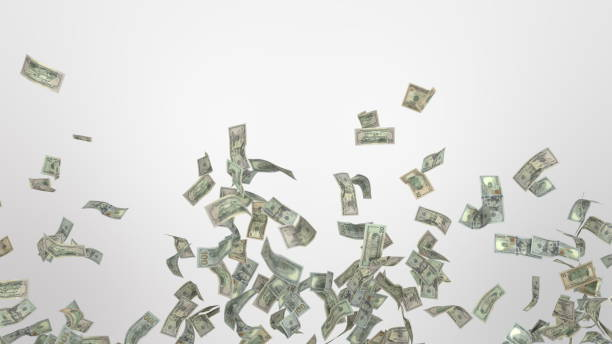 Splash of a pile of money isolated with alpha stock photo