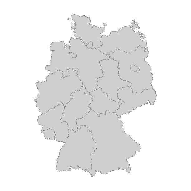 illustrazioni stock, clip art, cartoni animati e icone di tendenza di delinea la mappa politica della germania. illustrazione vettoriale altamente dettagliata. - germany map