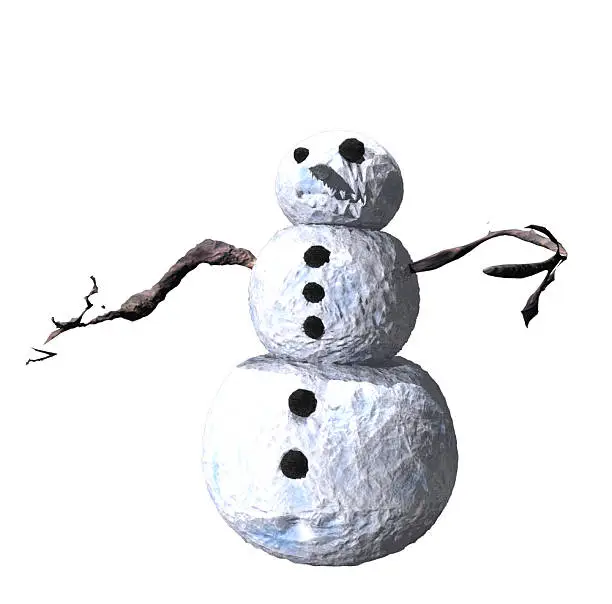 Isolated on a white background 3D rendered Evil Snowman.