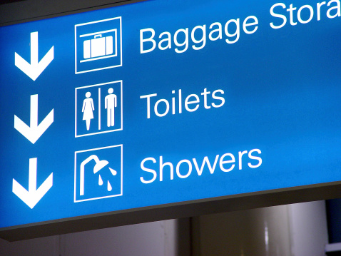 Airport sign (Baggage, Toilets, Showers) - high resolution