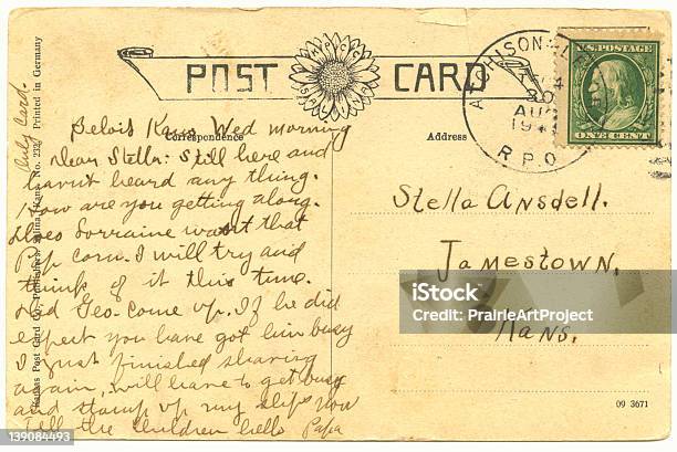 Antigo Cartão Postal 1 - Fotografias de stock e mais imagens de Antiguidade - Antiguidade, Carta - Documento, Cartão Postal