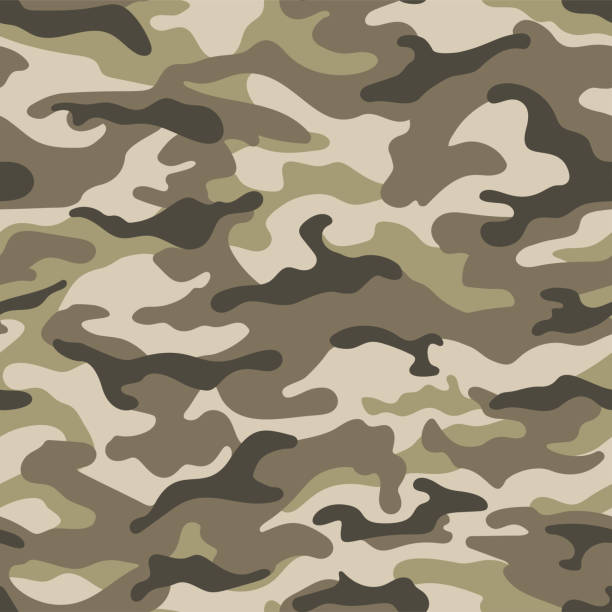 ilustraciones, imágenes clip art, dibujos animados e iconos de stock de patr�ón de camuflaje militar caqui sin fisuras. vector - camuflaje