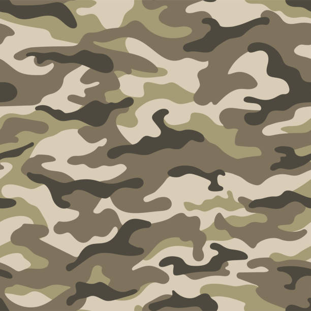 ilustrações, clipart, desenhos animados e ícones de camuflagem militar cáqui padrão perfeito. vetor - roupa de camuflagem