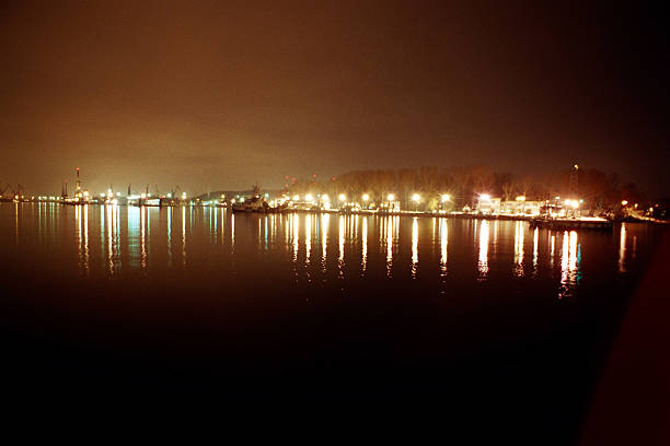 Another night scene - Gdynia Port stock photo
