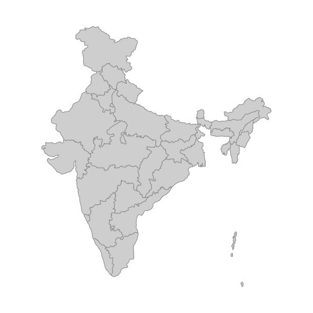 인도의 정치지도를 개략적으로 설명합니다. 높은 상세한 벡터 일러스트레이션. - india map cartography continent stock illustrations