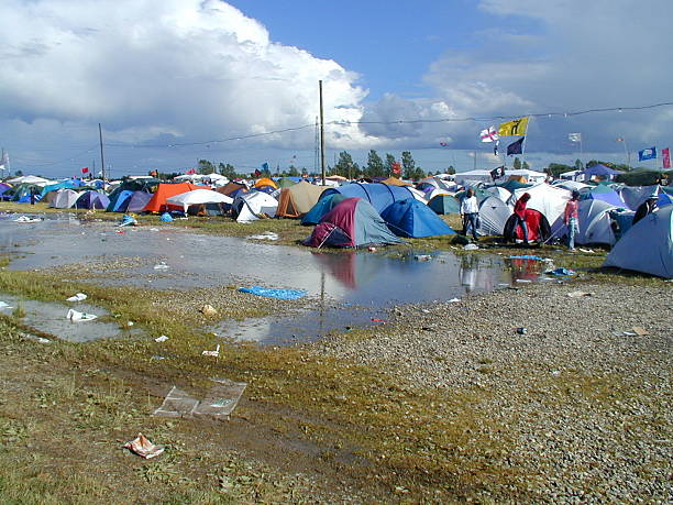 istock Roskilde Festival - camping with water 139085214