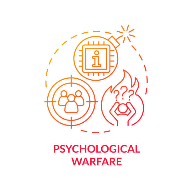 Psychological warfare red gradient concept icon Psychological warfare red gradient concept icon. Propaganda. Subarea of information warfare abstract idea thin line illustration. Isolated outline drawing. Myriad Pro-Bold font used sabotage icon stock illustrations
