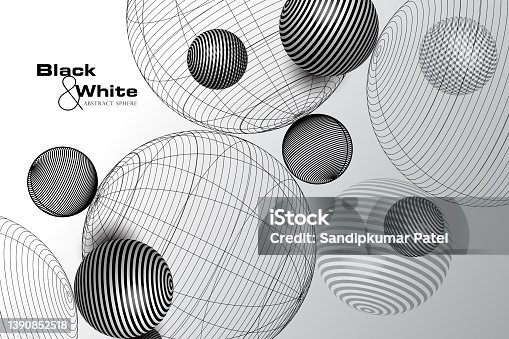 istock Abstract 3D visualization/ Vector striped sphere object/ Optical art illustration 1390852518