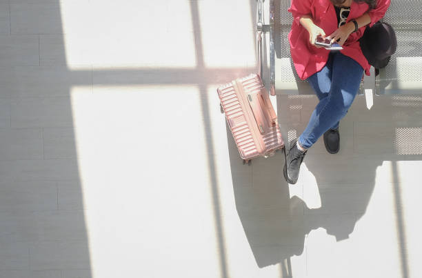 istock Top view female traveler. 1390854337