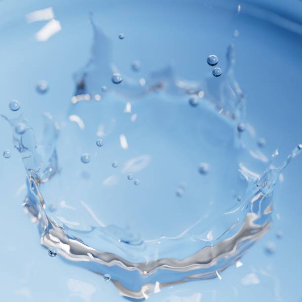 istock Water crown splash close up macro 1390855288