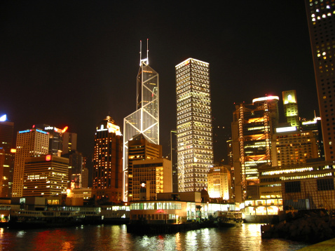 Building, Hong Kong, asian cities, city, places, landscapes, light, night, architecture