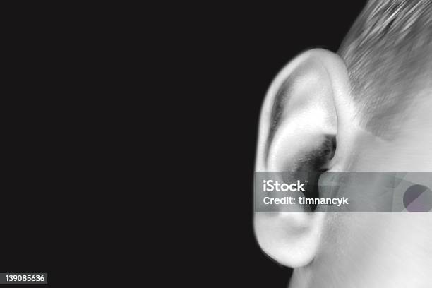 Can You Hear Me Stock Photo - Download Image Now - Black And White, Black Color, Contrasts