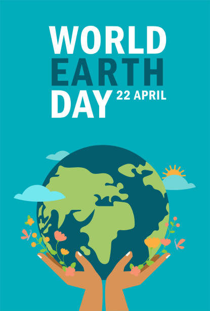 illustrazioni stock, clip art, cartoni animati e icone di tendenza di concetto di giornata mondiale della terra, mani che tengono il globo - earth day