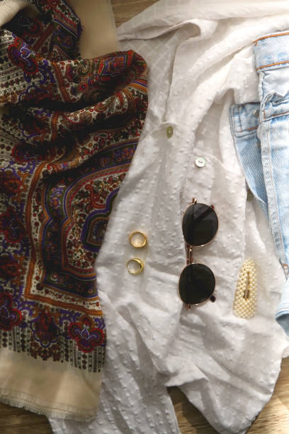 istock Jeans, Blouse, Scarf and Accessories 1390859807
