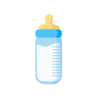 Baby milk bottle isolated on white background. Vector stock