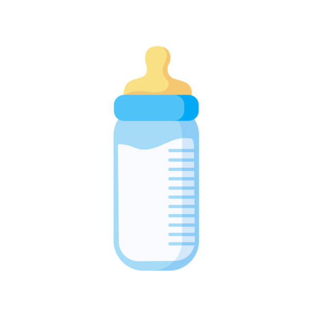 Baby milk bottle isolated on white background. Baby milk bottle isolated on white background. Vector stock baby bottle stock illustrations