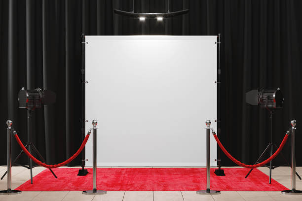 istock Square telescopic banner stand for events mockup 1390862510