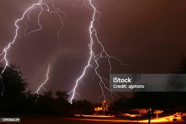 Lightning Strike 3 Stock Photo - Download Image Now - Fear, Horizontal, Lightning