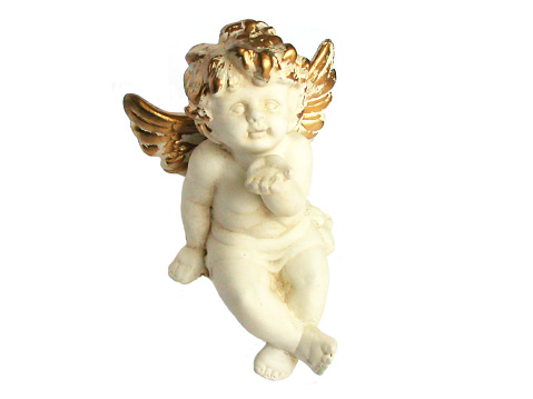 Figure of cupid with gilded hair and wings* To cut him from background, use magic wand with tolerance 20.