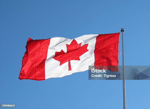 Bandera Canadiense Foto de stock y más banco de imágenes de Bandera - Bandera, Bandera canadiense, Bandera nacional