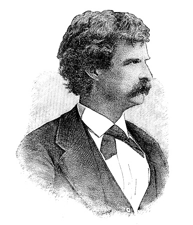 Portrait of famous authors from the past: Mark Twain