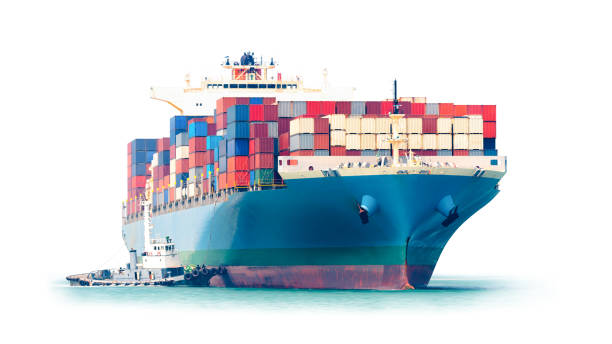 istock Container Cargo Ship and Tug boat isolated on white background, Freight Transportation and Logistic Concept, Shipping 1390870186