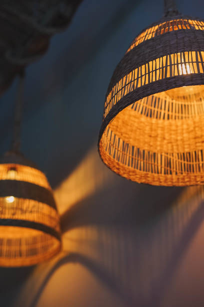 istock Set of wicker pendant lamps 1390870770