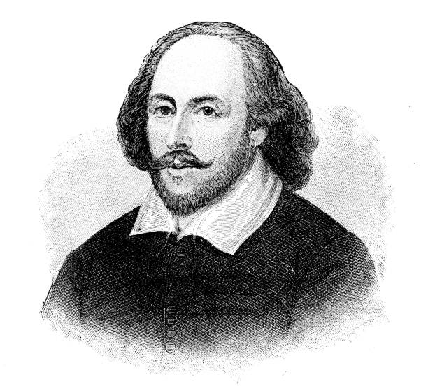 Portrait of famous authors from the past: William Shakespeare Portrait of famous authors from the past: William Shakespeare william shakespeare illustrations stock illustrations