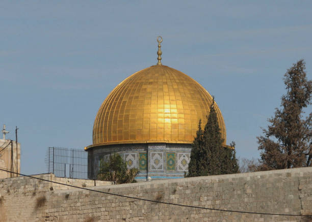 cúpula da rocha, jerusalém, israel - jerusalem dome of the rock israel temple mound - fotografias e filmes do acervo