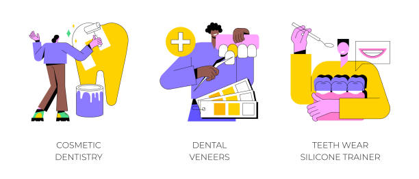 dental service abstrakte konzept vektorillustrationen. - veneer stock-grafiken, -clipart, -cartoons und -symbole