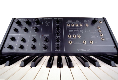 Wide angel view of the legendary Korg MS 10 synthesizer. No unsharpen mask used. Clipping path included.