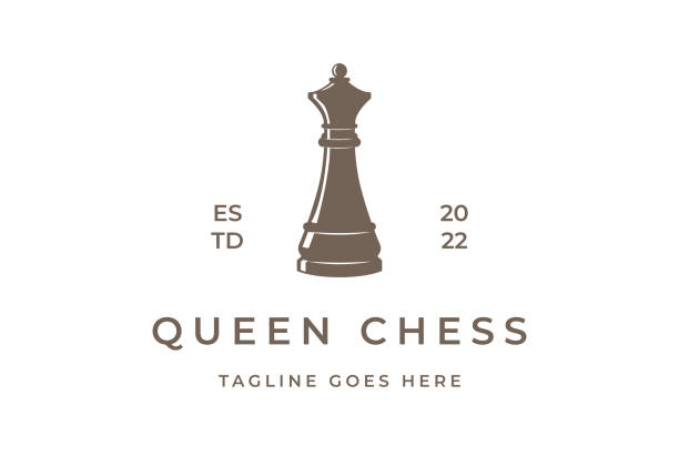 ヴィンテージレトロクイーンチェスゲームスポーツアイコンデザインベクター - queens head点のイラスト素材／クリップアート素材／マンガ素材／アイコン素材