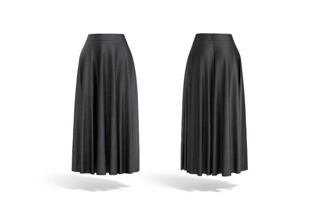 istock Blank black women maxi skirt mockup, front and back view 1390877505