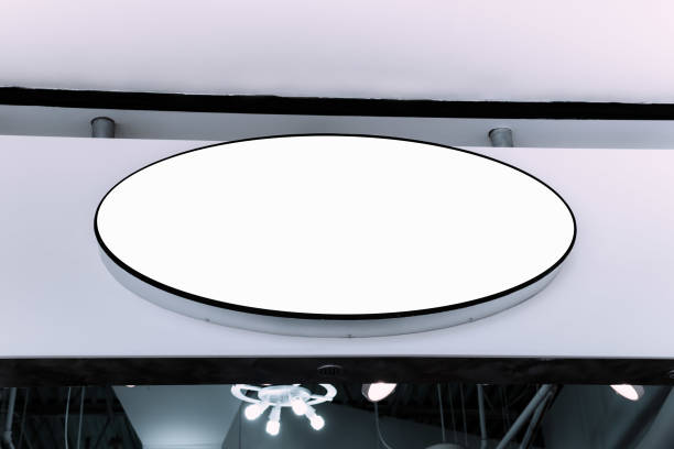 istock Round mock up sign on the wall. 1390877759