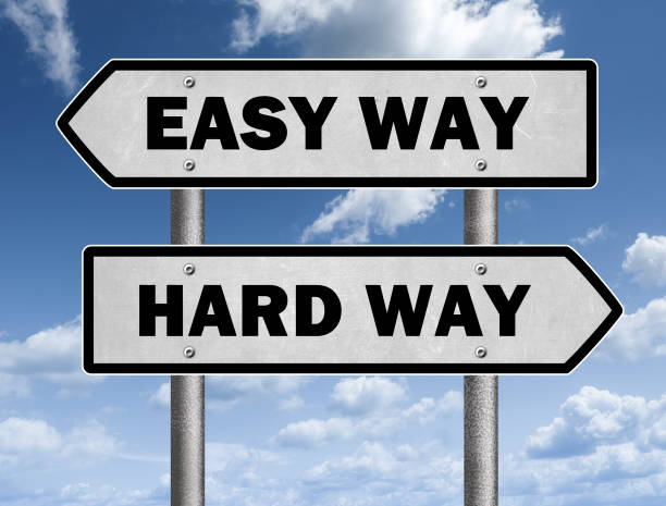 istock decision between the easy way and the hard way 1390878931