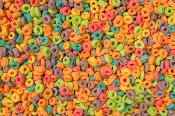 istock Sweet multicolored flakes, cereal loops. 1390879382