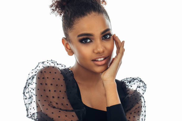 istock Beautiful afro woman with perfect make-up 1390882681