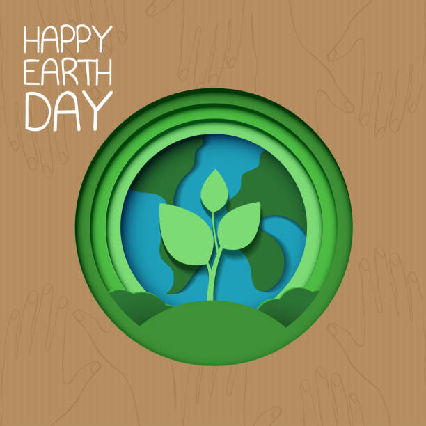 illustrazioni stock, clip art, cartoni animati e icone di tendenza di buona giornata della terra. "earth day, 22 aprile" con il globo e la mappa del mondo per salvare l'ambiente, salvare un pianeta verde pulito, concetto di ecologia. carta per la giornata mondiale della terra. progettazione vettoriale - brown color image day image