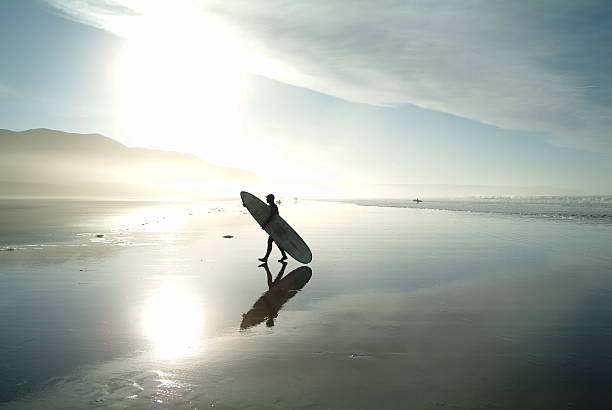 istock Surfer walking the beach in winter while carrying surfboard 139088677
