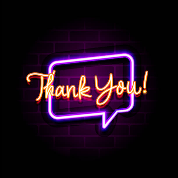 istock Thank you neon sign. Glowing neon lettering background 1390887202