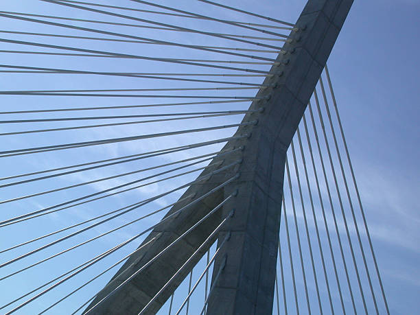 Leonard Zakim Bunker Hill Bridge in Boston, MA stock photo