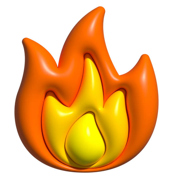 icône 3d chaude, feu, boutons de flamme pour emoji - gas station service red yellow photos et images de collection
