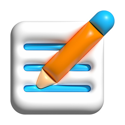 3D write document icon, letter, e-mail write button for emoji icon