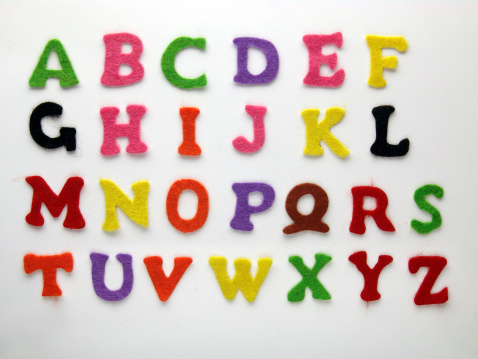 A complete alphabet of rough and wonky felt letters. Each letter is around 300 pixels high.