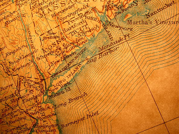 istock Antique map backlit, American North East Coast - New York 139089579