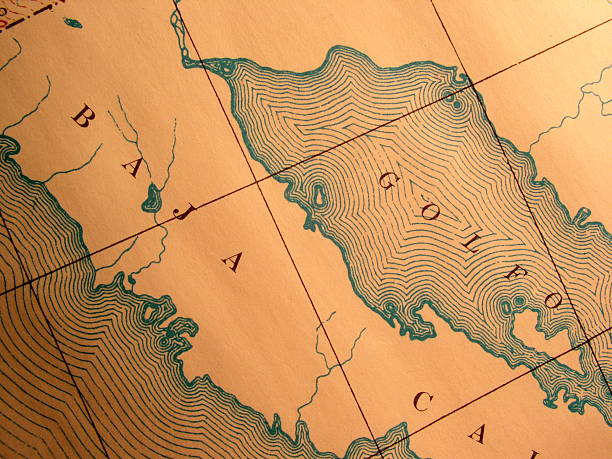 Antique map 1916 government-copyright free. Rich paper texture and warm colors make this a nice background or decor print. Centered on Mexico's Baja California.