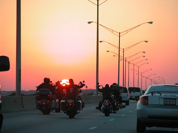 istock Motocycle Bikers on bridge at Sunset 139089866