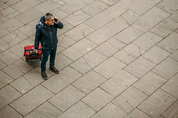 Traveler with suitcase