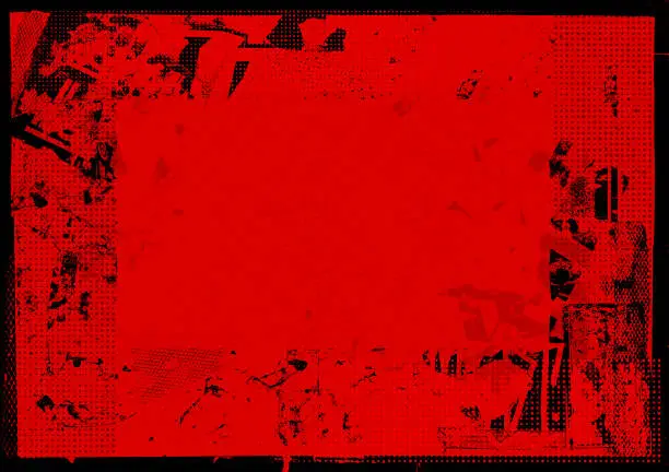 Vector illustration of Red grunge poster frame background vector