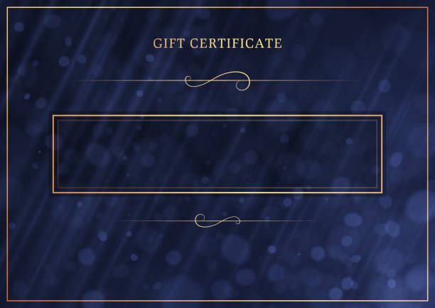 Gift certificate vector design Gift certificate elegant simple gold, black and blue vector design illustration award certificate stock illustrations